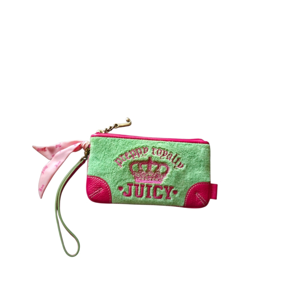 Juicy couture vintage pink and green wrislet wallet purse charm preppy royalty